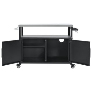 English Elm K&K 54.5" Outdoor Kitchen Island with 1.6" Stainless Top, Locking Wheels, Spice Rack & Bottle Opener N707P270779B