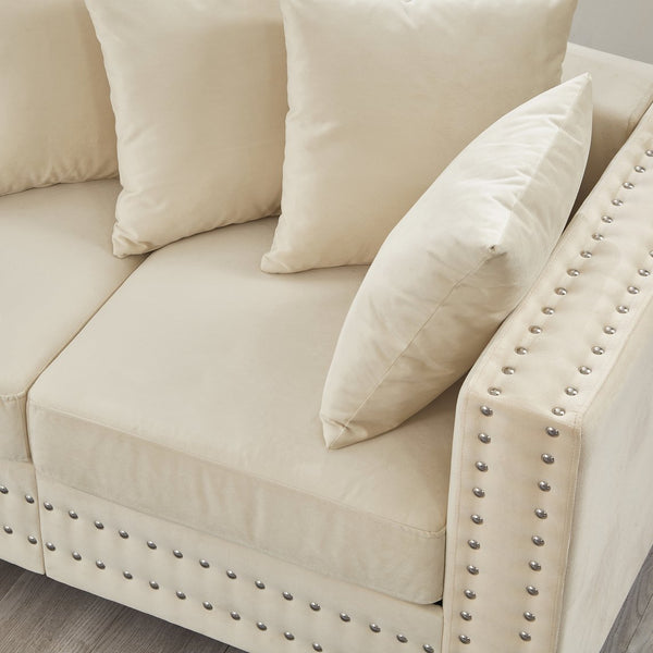 English Elm Modern Velvet Loveseat With Square Armrests & Silver Nailhead Trim - Stylish Storage & Comfort! W1097S00181