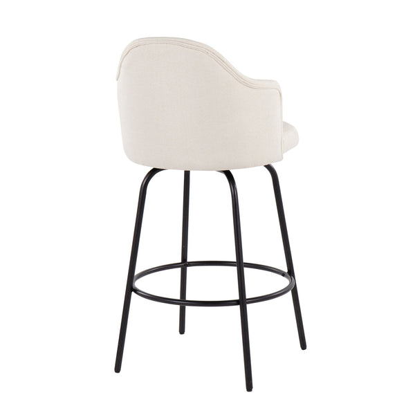 English Elm Ahoy Contemporary Counter Stool Set Of 2 – Cream Upholstered Seating With Black Metal Legs & Swivel B202S00152
