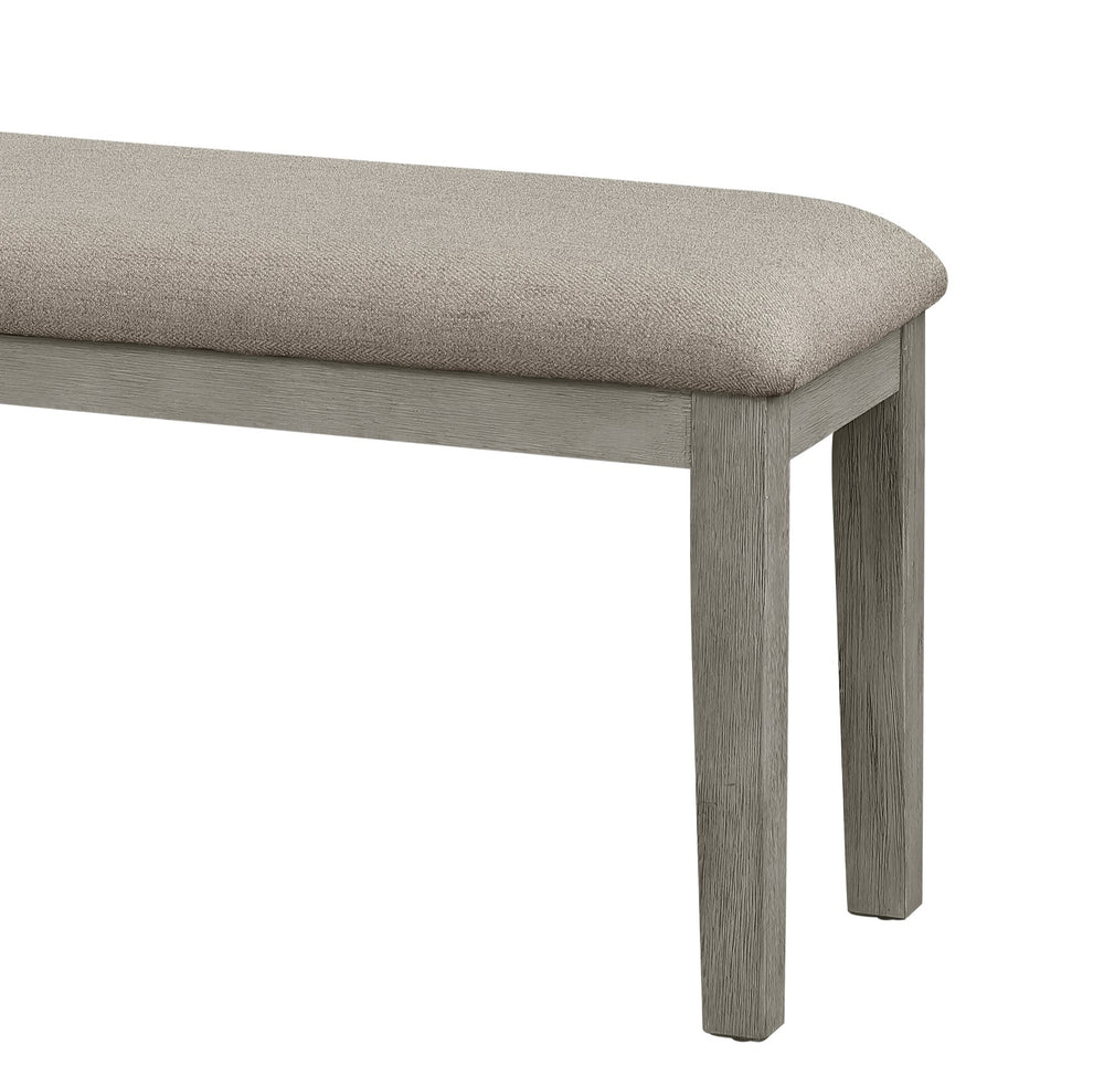 English Elm Fabric 48" Upholstered Dining Bench with Wire-Brushed Light Gray Oak Frame, Neutral Seat Cushion, Compact B011104624