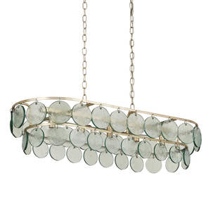 Settat Chandelier - Contemporary Silver Leaf Design with Recycled Glass Discs for Elegant Spaces