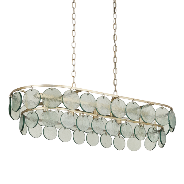 Settat Chandelier - Contemporary Silver Leaf Design with Recycled Glass Discs for Elegant Spaces