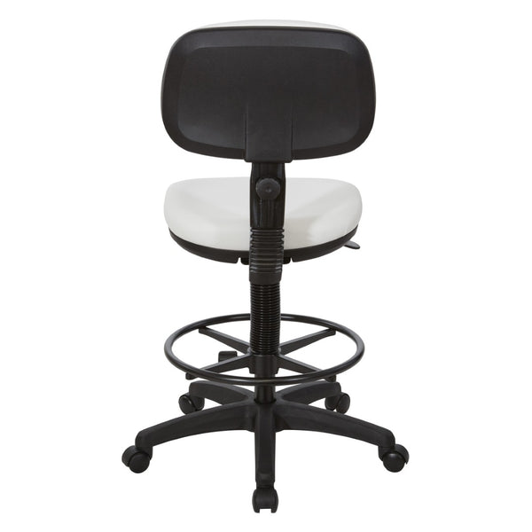 OSP Home Furnishings Sculptured Ergonomic Drafting Chair with Vinyl Upholstery for Studio and Lab Workspaces Dillon Snow DC517V-R101