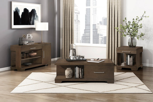 English Elm Modern Mango Veneer End Table with Dovetail Drawer and Open Shelf, Nickel Pull, Contemporary Storage Design Espresso 25.5 L x 27.5 W x 27.5 H B011P387100
