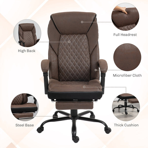 English Elm Homcom Big And Tall Executive Office Chair With Footrest, Ergonomic High Back, Reclining Design W2225P250020