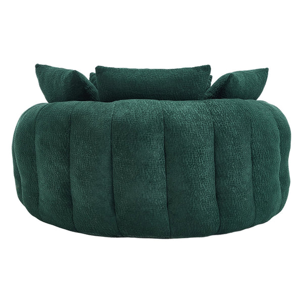 English Elm Oversized Memory Foam Chenille Bean Bag Sofa with Ergonomic Back Support, 3 Large & 2 Small Pillows Emerald W395P359413