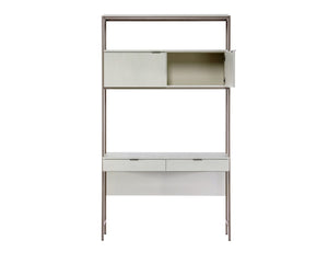 Sunpan AMBROSE Modular Wall Desk - Elegant Cream Oak & Champagne Gold Storage Solution for Modern Spaces 107643