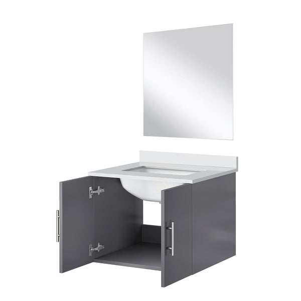 English Elm Dark Grey Single Bath Vanity With Cultured Marble Top, Mirror & Soft-Close Cabinet For Modern Spaces B2731S00742