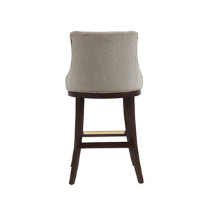English Elm Lucia Taupe Chenille Barstool - Luxurious Comfort With Beech Wood Legs & Gold Accents For Your Space B365P398053