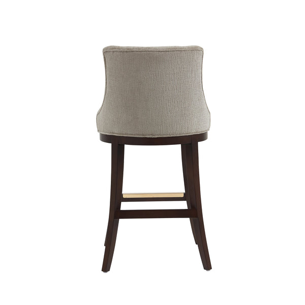 English Elm Lucia Taupe Chenille Barstool - Luxurious Comfort With Beech Wood Legs & Gold Accents For Your Space B365P398053
