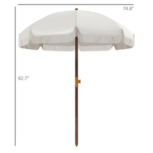 English Elm Outsunny Portable Beach Umbrella Uv 40 Plus Vented Canopy Fringed Resort Style Shade W2225P174259