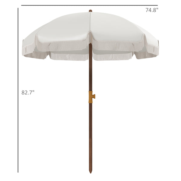 English Elm Outsunny Portable Beach Umbrella Uv 40 Plus Vented Canopy Fringed Resort Style Shade W2225P174259