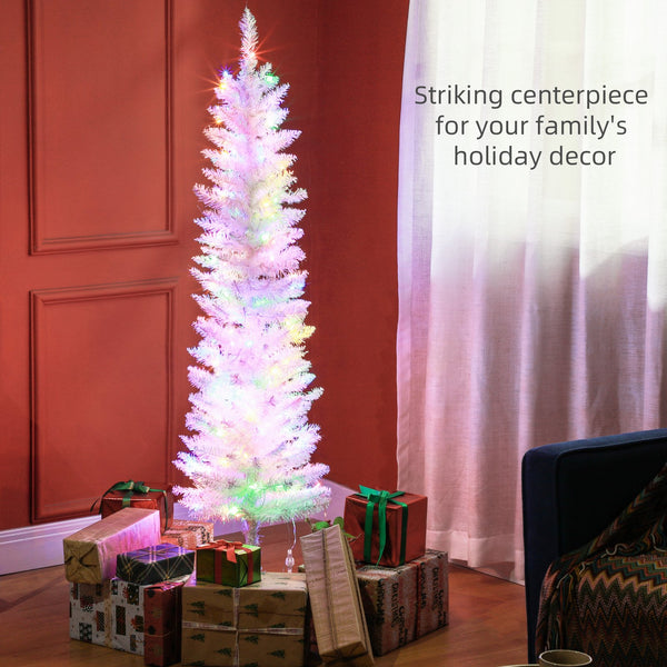English Elm Homcom 5Ft Pencil Prelit Artificial Christmas Tree With 150 Colorful Leds – Perfect For Small Spaces! W2225P249677