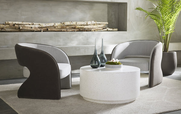 Sunpan Rosalia Contemporary Lounge Chair - Plush Curves and Defined Piping for Stylish Comfort in Any Space Mina Light Grey / Meg Ash