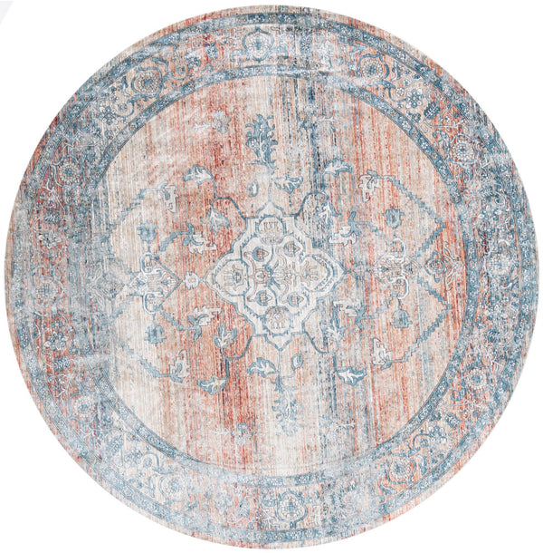 Unique Loom Newport Ochre Machine Made Border Rug Multi, Blue/Ivory/Gray/Light Blue/Light Brown/Red/Rust Red/Terracotta 10' 2" x 10' 2"