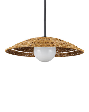 Currey & Company Barbary Small Outdoor Pendant Light – Hand-woven Wicker Design For Stylish Patios And Porches Natural All,Weather Wicker ,Metal ,Glass 9500-0017-currey-company