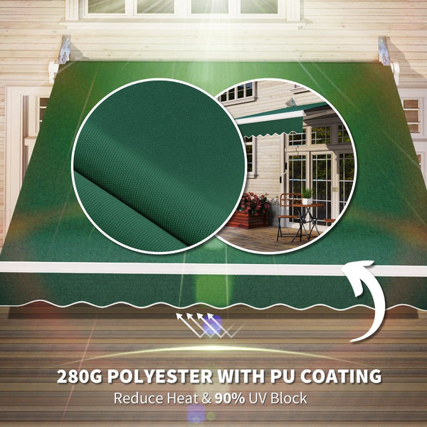 English Elm Outsunny 8' X 7' Manual Retractable Patio Awning - Durable Sun Shade For Decks, Windows, And Doors W2225P200787-GIGA