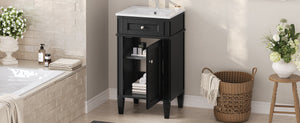 English Elm 18-inch French Style Freestanding Bathroom Vanity with Ceramic Sink Soft Close Storage Black N710P411340B
