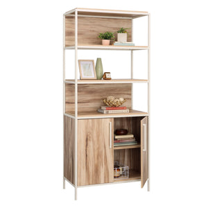 English Elm Bookcase With Doors - Versatile Brown-Finish Storage Solution For Modern Living Spaces & Offices B356P367797