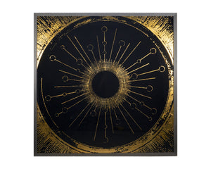 Sunpan Luminosity - Luxe Art Acrylic Wall Art With Gold Leaf Sunburst In Charcoal Frame, 48"X48" Gold Acrylic A0256