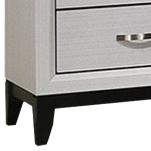English Elm Nightstand Pearl White Lacquer with Textured Drawers and Clear Acrylic Legs Glam Bedroom B056P416907
