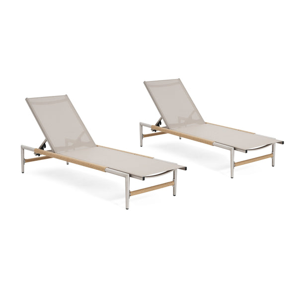 English Elm Christopher Knight Home® - Hargrove Outdoor Patio Chaise Lounge Set Of 2 - Durable Aluminum, Ergonomic Mesh, Stylish Design N775P232991S