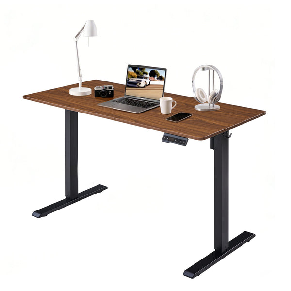 English Elm Electric Standing Desk Mahogany Steel Frame Sit Stand Home Office Workstation Dark Walnut W1769P415269