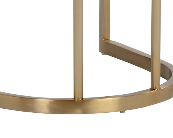 Sunpan Larissa Counter Stool - Elegant Napa Cognac & Rhea Light Barley With Antique Brass Frame Design Brown Fabric ,Faux Leather 111647