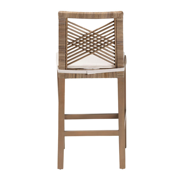 English Elm Modern Handcrafted Seagrass Woven Mahogany Counter Stool for Kitchen Island B2750P467748