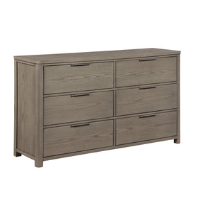 English Elm Contemporary Six Drawer Oak Veneer Dresser with Chrome Pulls for Master Bedroom B011P435300