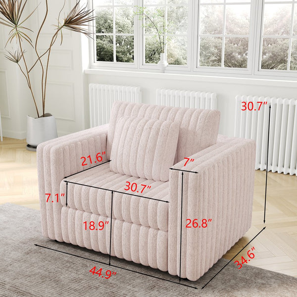 English Elm 44.9" Plush Modular Sofa Single — Removable Zipper Cushions for Easy Washing, Stylish Light Pink Comfort W1767S00014