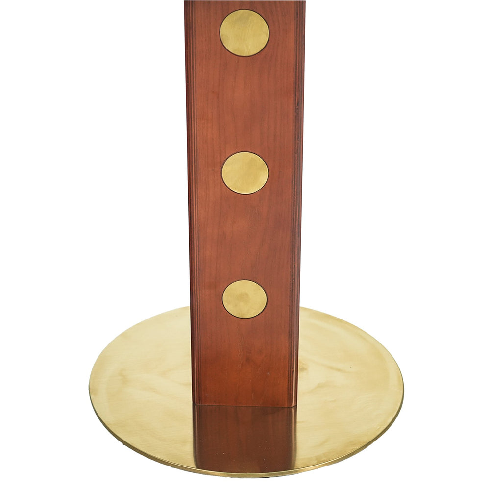 English Elm Modern Round Dining Table - 33.5" Glass Top With Wooden Legs & Gold Base, Perfect For Small Spaces! W1535S00580