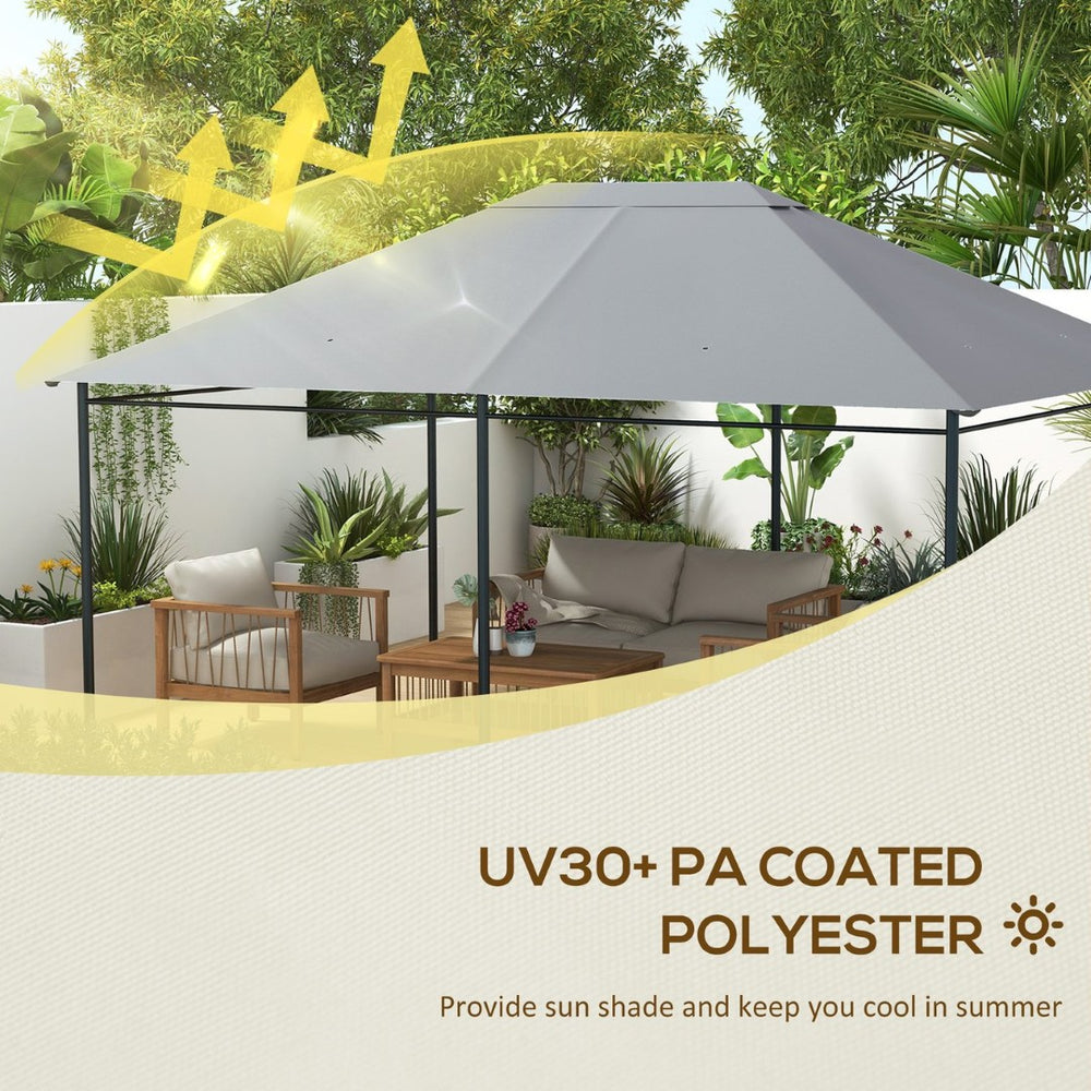 English Elm Outsunny 10' X 13' Gazebo Canopy Replacement - Light Gray Top Cover With Vents & Drain Holes For Uv Protection W2225P174134-GIGA