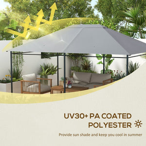 English Elm Outsunny 10' X 13' Gazebo Canopy Replacement - Light Gray Top Cover With Vents & Drain Holes For Uv Protection W2225P174134-GIGA