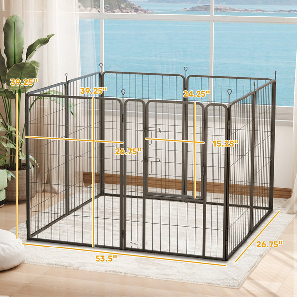 English Elm 39 Inch 8 Panel Steel Exercise Pen Heavy Gauge Wire Enclosure for Dogs Indoor Outdoor T3971P406305