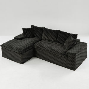 English Elm Black Turtle Velvet Convertible Sofa: Plush Reclining Lounger With Modular Design For Ultimate Comfort W3371S00033