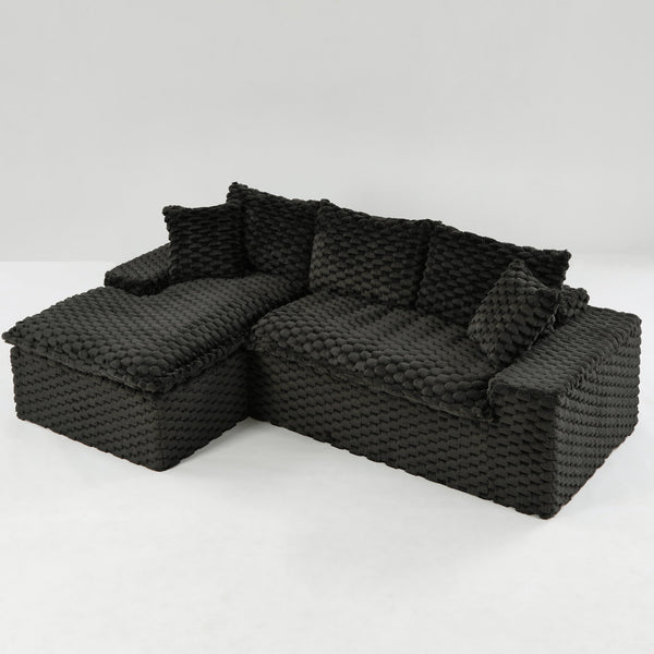 English Elm Black Turtle Velvet Convertible Sofa: Plush Reclining Lounger With Modular Design For Ultimate Comfort W3371S00033