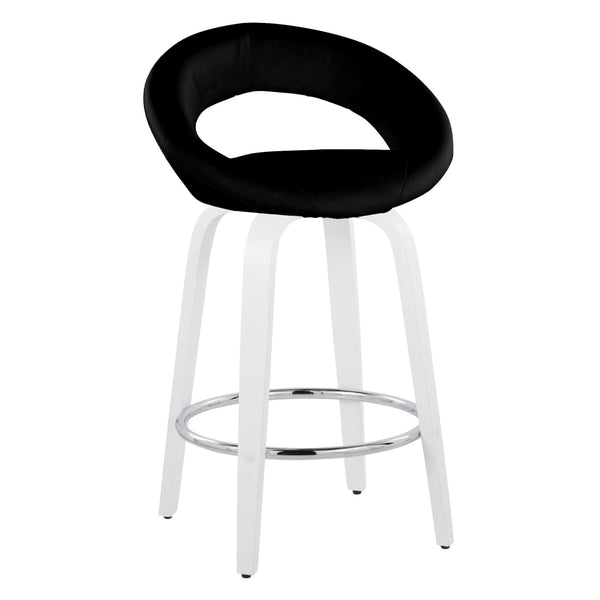 English Elm Fixed-height Swivel Counter Stools with Faux Leather Seats and Chrome Footrest Set of 2 Black B202S01841