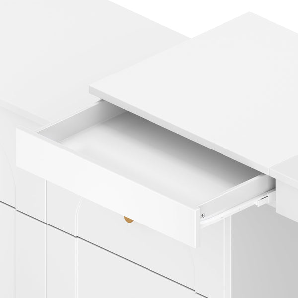 English Elm Vanity LED Mirror Desk with Flip-Top Dual Function, 7 Drawers & Multiple Shelves for Organized Glam White 32.28 L x 19.69 W x 8.86 H N733S363650K
