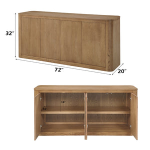 English Elm Zoey Oak Server Cabinet with 4 Doors & 2 Shelves, Contemporary MDF Oak Veneer Storage, 100lb Limit B2726P402574