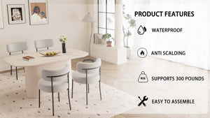 English Elm 63" Modern-Medieval Cream Mdf Dining Table Set With 4 Cushioned Chairs - Stylish & Versatile Design W2189S00707