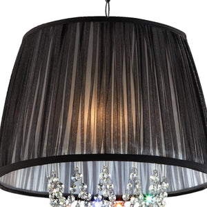 English Elm 17" Modern Eclipse Ceiling Lamp Silver with Crystal Accents, Black Drum Shade, Polished Chrome Elegance B072116223