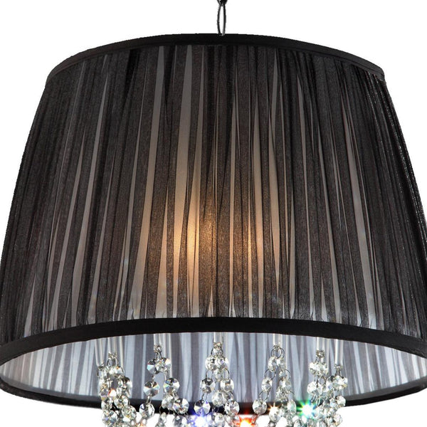 English Elm 17" Modern Eclipse Ceiling Lamp Silver with Crystal Accents, Black Drum Shade, Polished Chrome Elegance B072116223