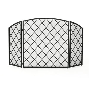 English Elm Christopher Knight Home® - FIRE Amiyah 3-Panel Iron Fireplace Screen - Decorative Protective Mesh Shield for Hearth Safety and Style Black 61127.00