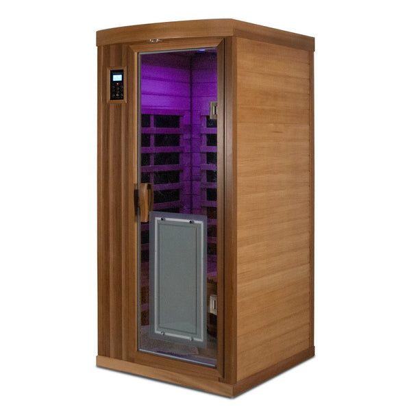English Elm Low Emf Far Infrared Cedar Sauna with Bluetooth Audio and Eight Heating Panels W632S00023