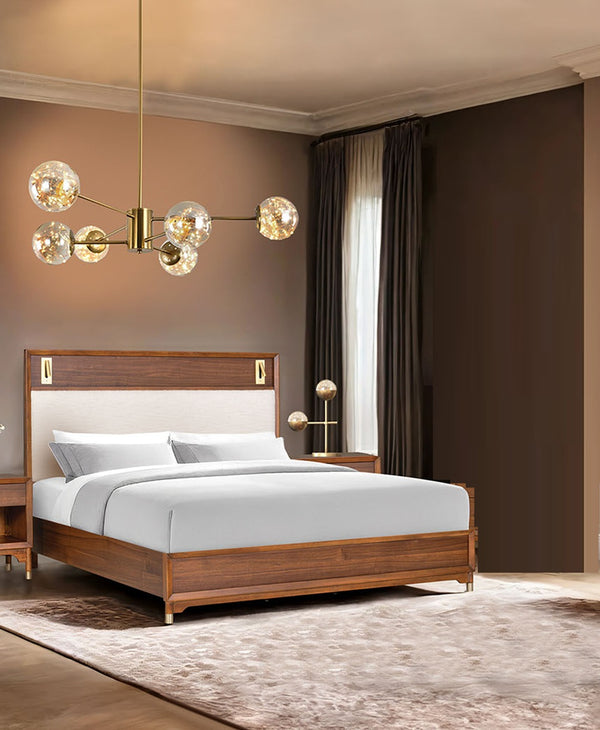 English Elm Espresso Eastern King Panel Bed Faceted Wood Frame Transitional Bedroom Design B2741S00789