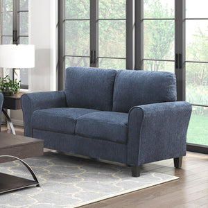 English Elm Contemporary Blue Chenille Sofa and Loveseat Set with Pocket Coil Plush Seating B011S02487