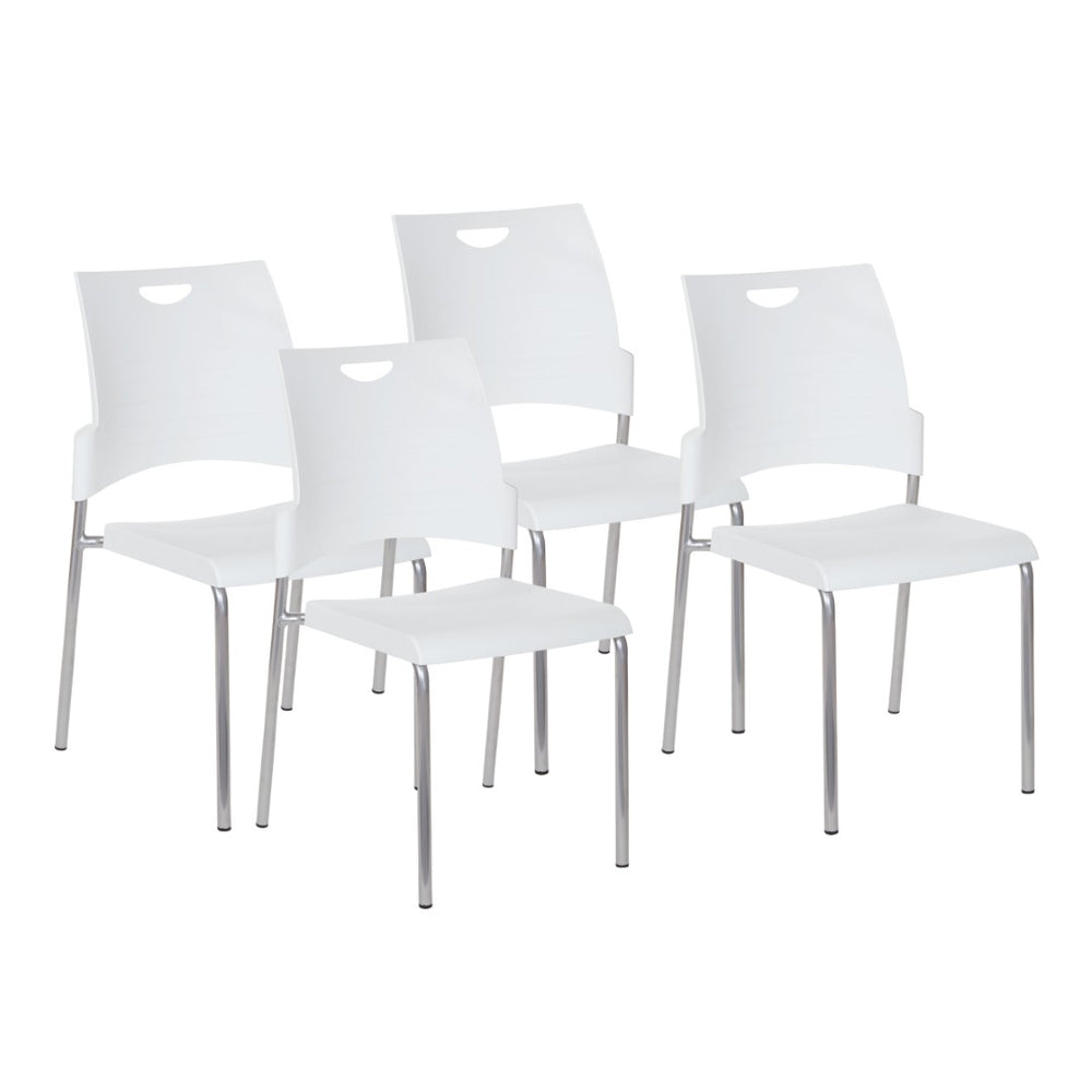 OSP Home Furnishings Straight Leg Stackable Office Chair Polyurethane Seat Modern Frame Ships Fully Assembled White 4-Pack STC8300C4-11