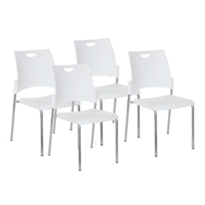 OSP Home Furnishings Straight Leg Stackable Office Chair Polyurethane Seat Modern Frame Ships Fully Assembled White 4-Pack STC8300C4-11