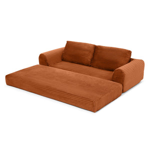 English Elm 2-in-1 Corduroy Futon Sofa Sleeper with Foam Fill and Modular Floor Profile Orange W1117P417304